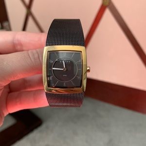 Skagen Gold Watch Brown Metal Loop Band